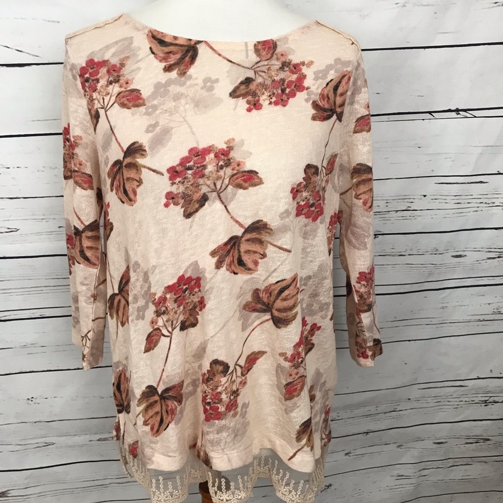 Lauren Conrad Embroidered & Lace Flower Sweater